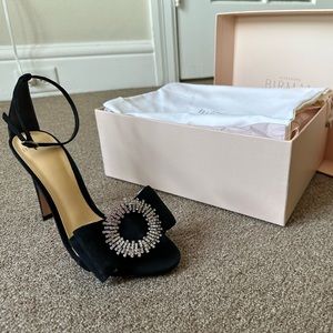Alexandre Birman Maddie Suede Ankle Strap Sandals, Black, Size 9.5